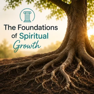 A large, steadfast tree with deep, strong roots spreading through rich soil, representing the 10tenlife pathway for establishing The Foundations of Spiritual Growth.
